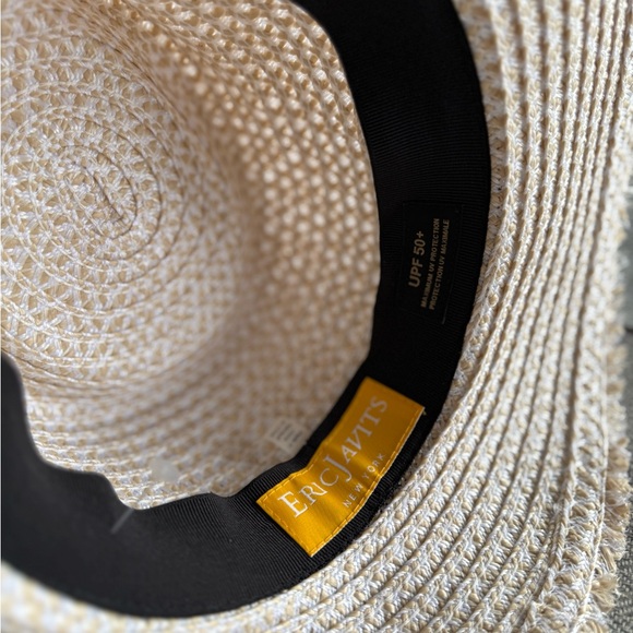 Eric Javits Cream Straw Hat with Black Band - Picture 5 of 9